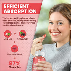 GONGOTA soursop gummies elderberry panel highlighting antioxidants and skin support.