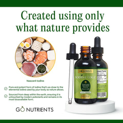 Go Nutrients Iodine Edge drops in glass illustrating convenient on-the-go use.