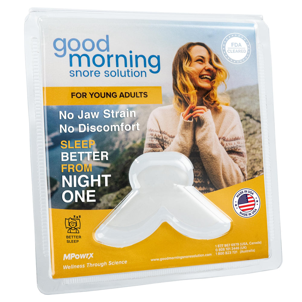 Good Morning Snore Solution mouth guard for small mouths, secure overnight fit.