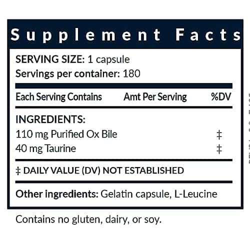 GOODAPPLE NUTRITIONALS Bile Salts Booster taurine ingredient highlight to aid fat digestion