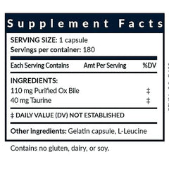 GOODAPPLE NUTRITIONALS Bile Salts Booster taurine ingredient highlight to aid fat digestion