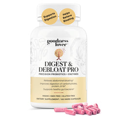 Goodness Lover Digest & Debloat Pro bottle with capsules for daily digestive support.