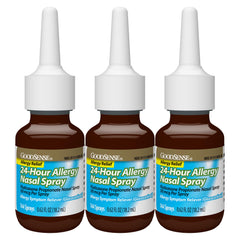 Back label of GoodSense Fluticasone nasal spray with usage info