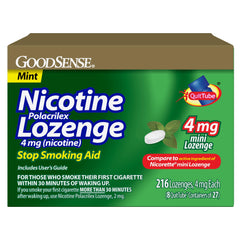 GoodSense Mini Nicotine Lozenge packaging shows mint flavor for quit support.