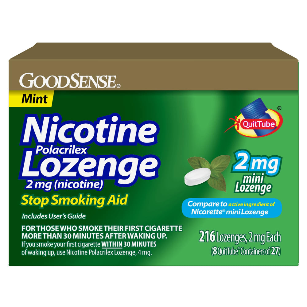 Goodsense mini nicotine polacrilex lozenge mint pack, a portable cravings relief option.