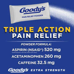 Goody's citrus flavor headache powder packets in portable packaging.
