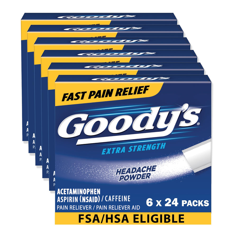 Goody's headache powder travel packaging for fast on-the-go relief.