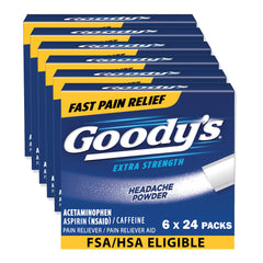 Goody's headache powder travel packaging for fast on-the-go relief.