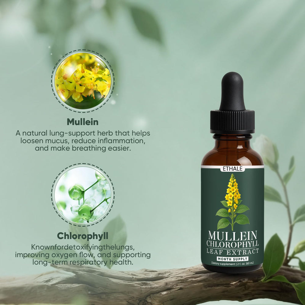 Close-up of mullein leaves and chlorophyll extracts by Goovip ETHALE.