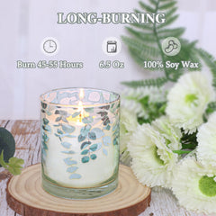 GORGE MOMENT green glass trio with eucalyptus leaves creates modern, versatile decor.