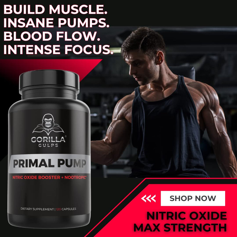 Gorilla Gulps Primal Pump label design highlighting trusted ingredients.