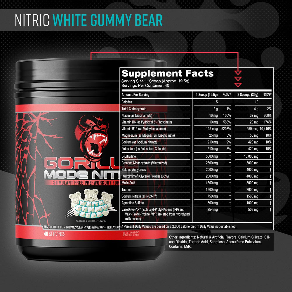 Gorilla Mind Gorilla Mode Nitric powder poured into a shaker showing smooth mixability
