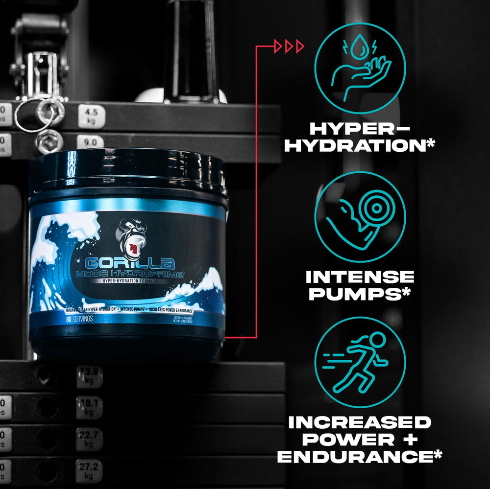 Gorilla Mind HydroPrime in gym setting illustrating pumps and endurance