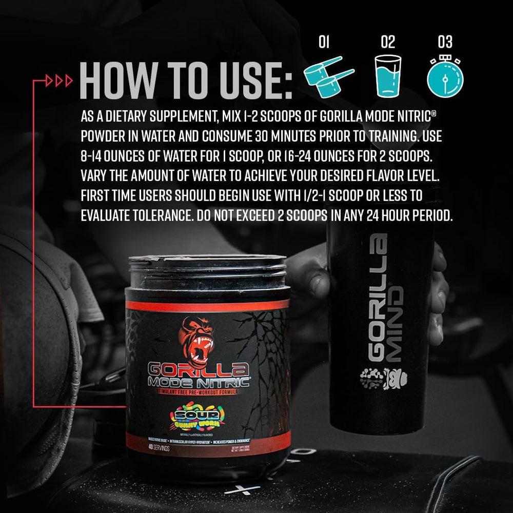 Gorilla Mind Nitric Up used during a workout with visible pumps and focus