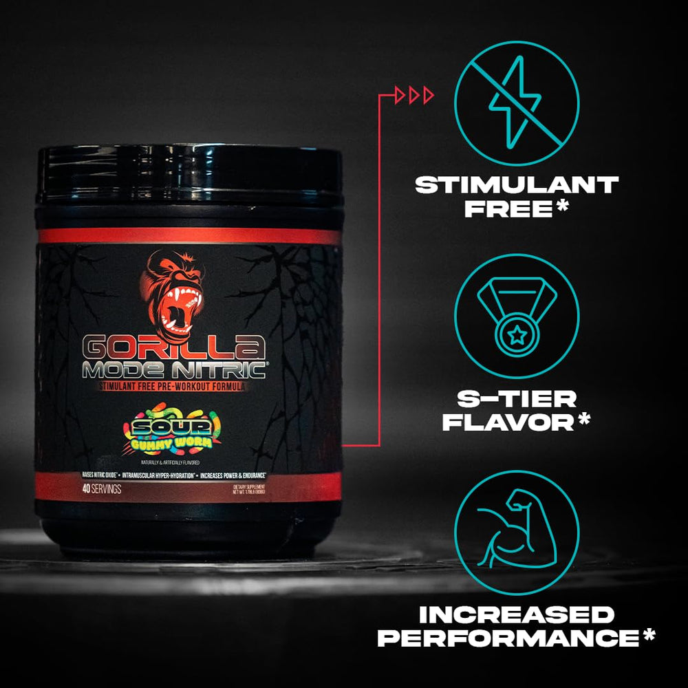 Gorilla Mind Nitric Up powder poured for a precise workout mix.