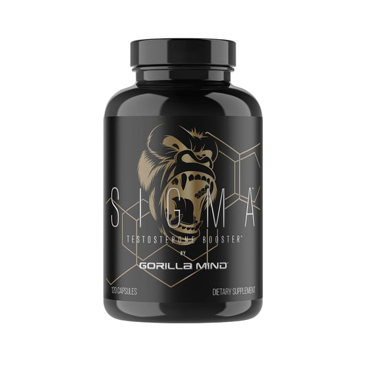 Gorilla Mind Sigma bottle with Tongkat Ali 1% eurypeptides for potential testosterone support