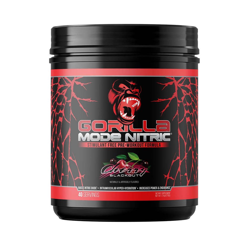 Gorilla Mode Nitric Upgraded bottle in Cherry Blackout for powerful pumps