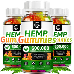 GORNVB high potency hemp gummies 600000 in a 3-pack bottle, convenient calm support.