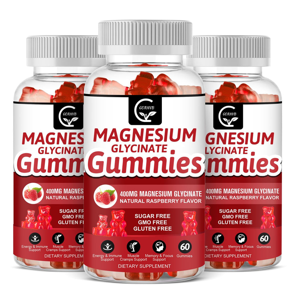 GORNVB Magnesium Glycinate Gummies bottle for daily calm and focus support.