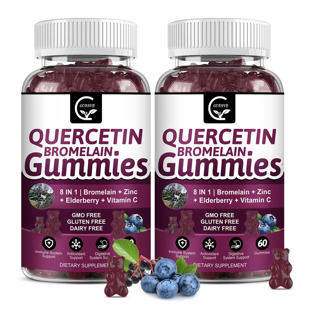 GORNVB Quercetin with Bromelain bottle shows convenient daily immune support.