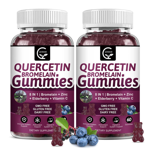GORNVB Quercetin with Bromelain bottle shows convenient daily immune support.