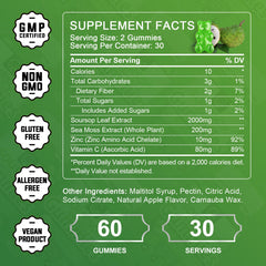 GORNVB Soursop Gummies bottle open reveal, easy chew to support digestion.