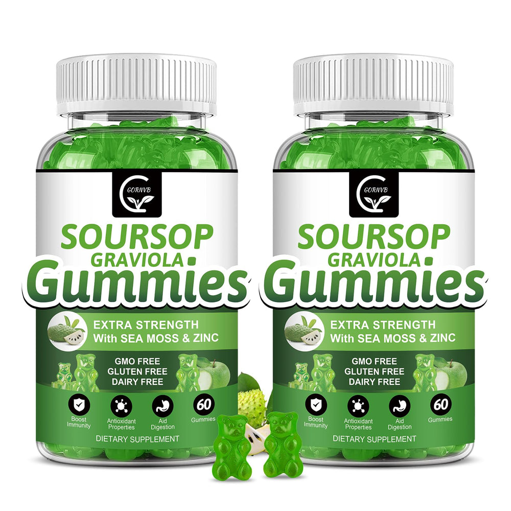 GORNVB Soursop Gummies pack front view, convenient two-pack for daily wellness.