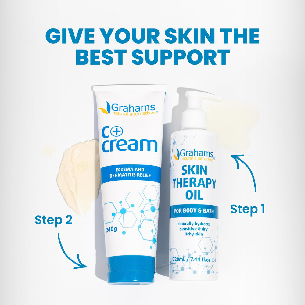 Grahams Natural Skin Therapy Oil ingredient close-up featuring argan and jojoba benefits.