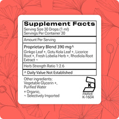 Grama Wellness Focus Drops pour showing easy dosing for daily use and focus.