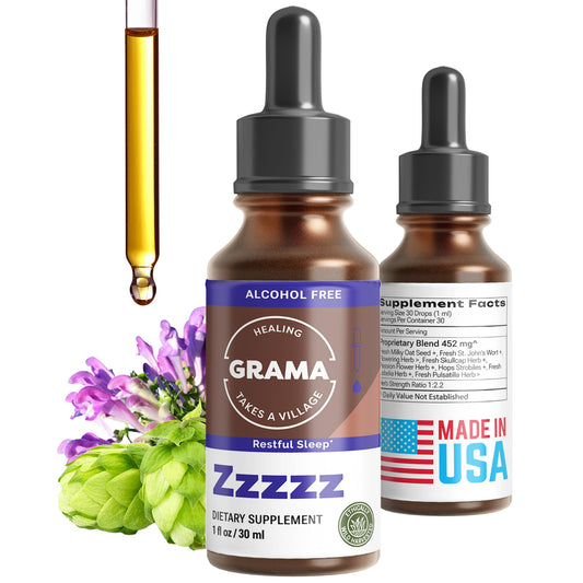 Grama Zzzzz bottle and pour for easy nighttime use.