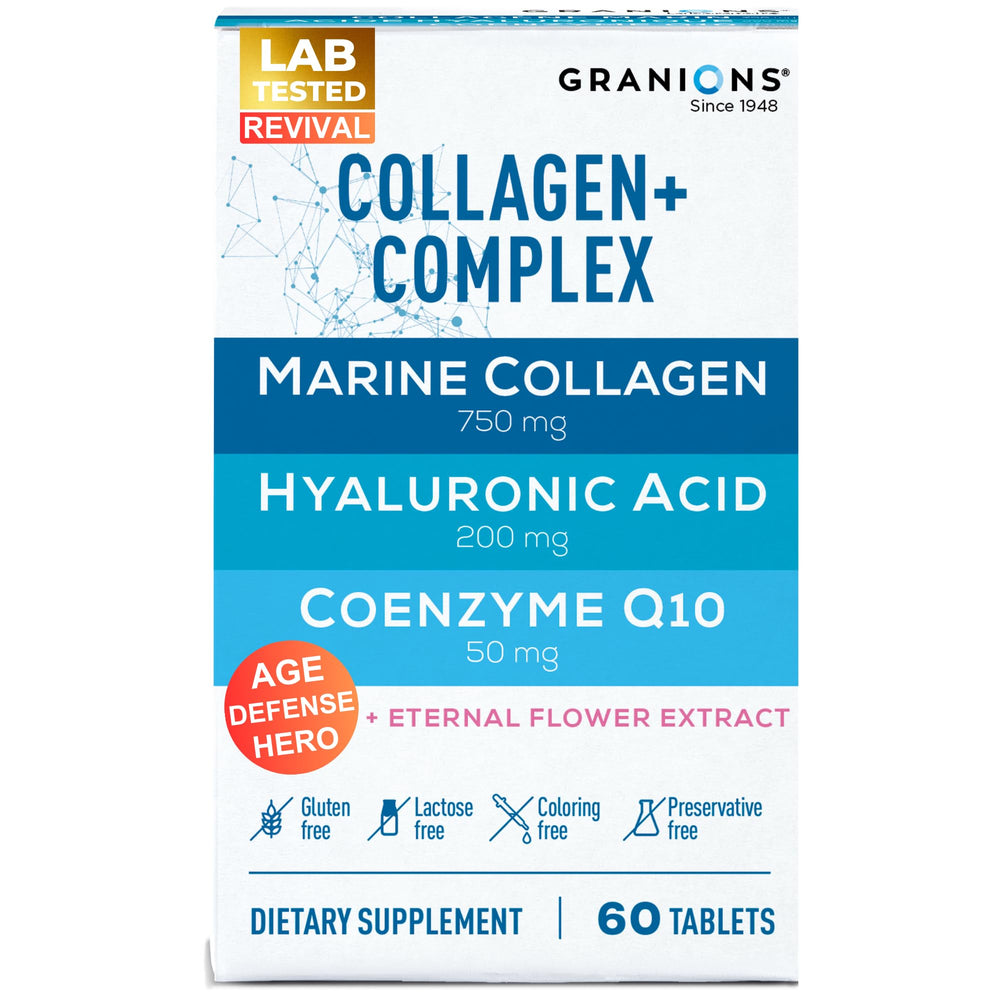 Granions Marine Collagen pills bottle highlighting hydration and skin support