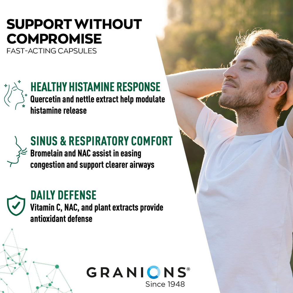 Granions NAC vitamin C blend capsules support immune wellness.
