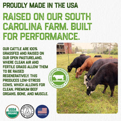 Grassfat Farm beef liver capsules display red, nutrient-dense liver in convenient format.