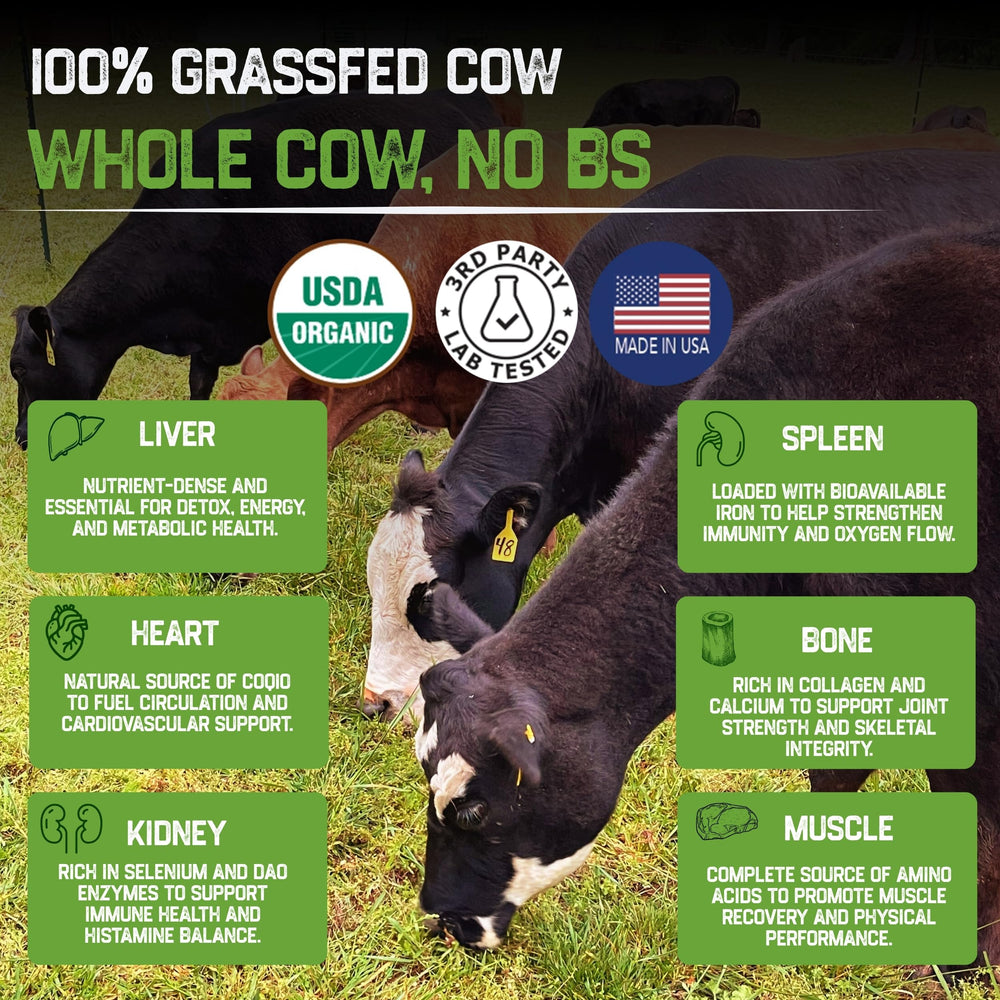Grassfat Farm organ-meat complex container emphasizes whole-body nutrition in one bottle.