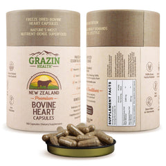 GRAZIN HEALTH grass-fed heart-liver capsules for heart health and daily vitality.