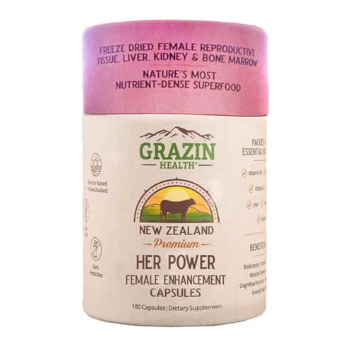 GRAZIN HEALTH Her Power capsules close-up, showcasing pure, additive-free organ blend for convenient daily use.