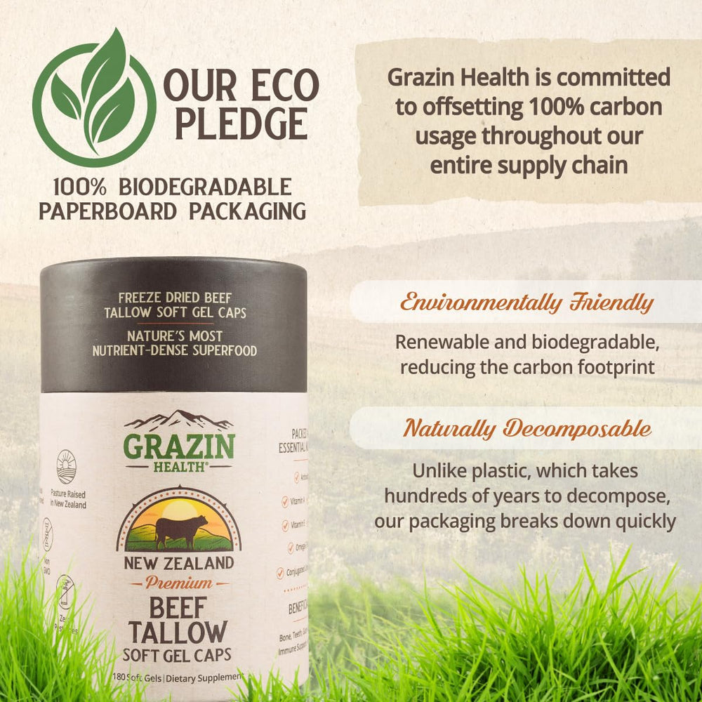 New Zealand pasture sourcing highlights quality ingredients in GRAZIN HEALTH beef tallow.