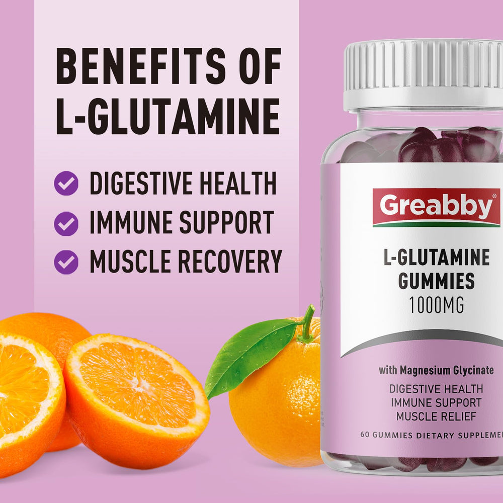 GREABBY L-Glutamine gummies with magnesium glycinate may aid digestion