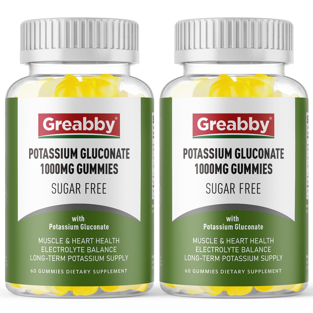 GREABBY Potassium Gluconate Gummies lemon bottle for easy daily electrolyte support