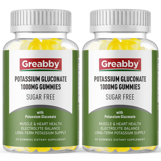 GREABBY Potassium Gluconate Gummies lemon bottle for easy daily electrolyte support