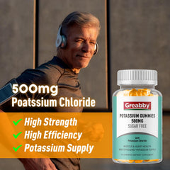 GREABBY Potassium Gummies in hand, easy to chew on the go.