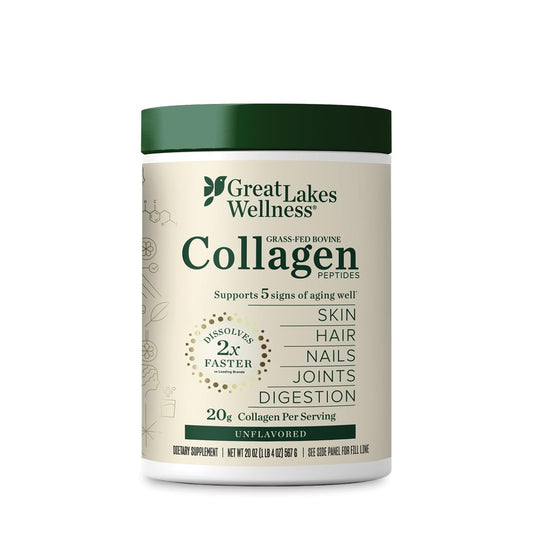 Great Lakes Wellness collagen peptides bottle for daily skin and joint support