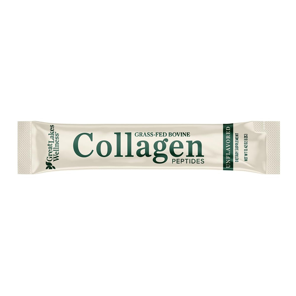 Great Lakes Wellness collagen peptides for skin, hair, nails on container.
