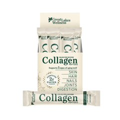 Great Lakes Wellness collagen peptides stick-pack for convenient daily dose.