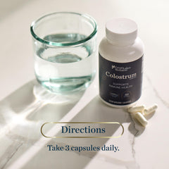 Great Lakes Wellness colostrum capsules packaging highlights no fillers.
