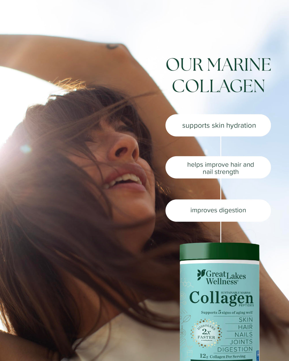 Great Lakes Wellness keto-friendly collagen provides 18 essential amino acids.