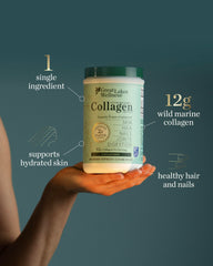 Great Lakes Wellness marine collagen powder whisked into a smoothie for daily nourishment