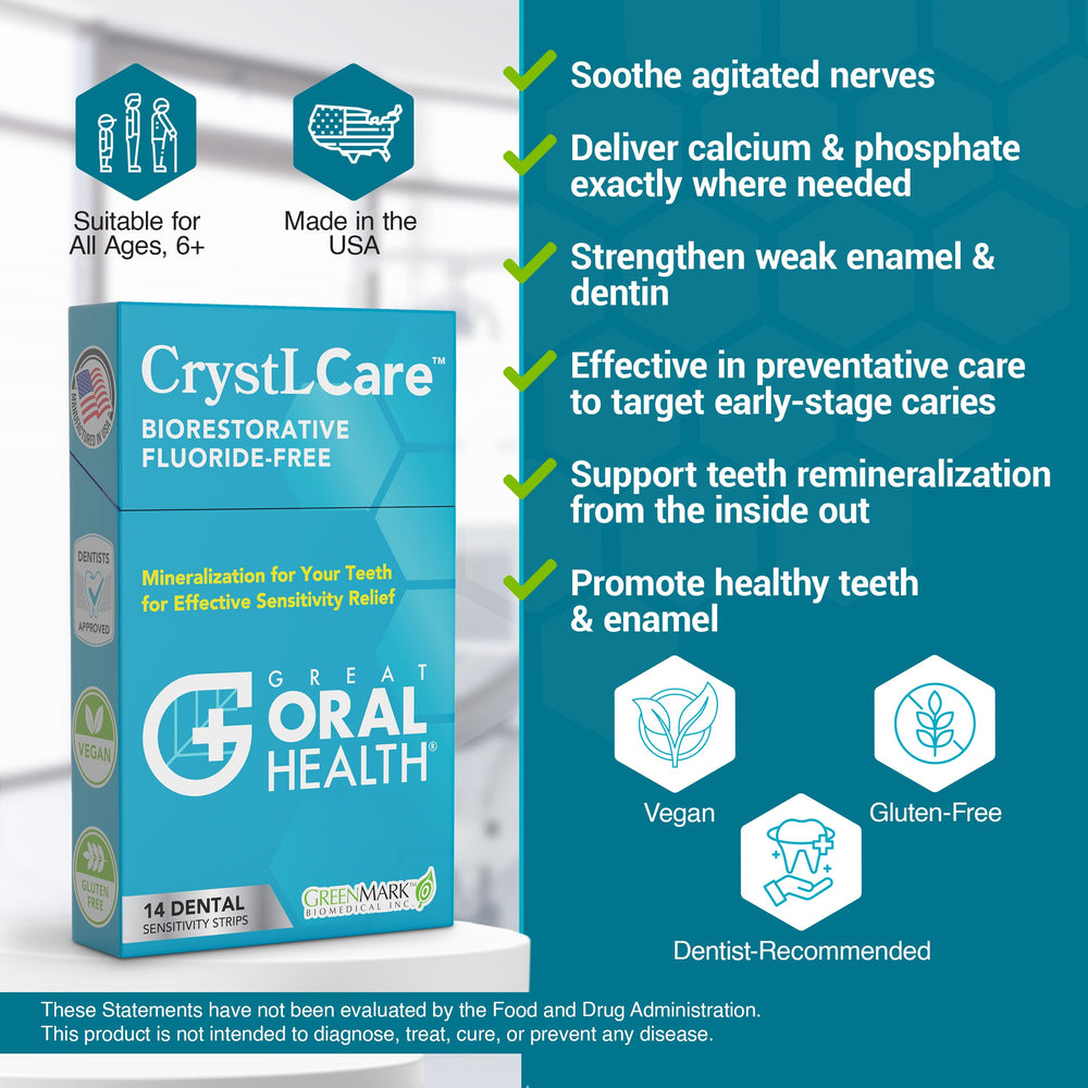 Mineral ions bonding beneath enamel with CrystLCare for remineralization.