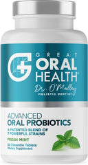 Great Oral Health bottle of probiotic chewables for daily oral support.