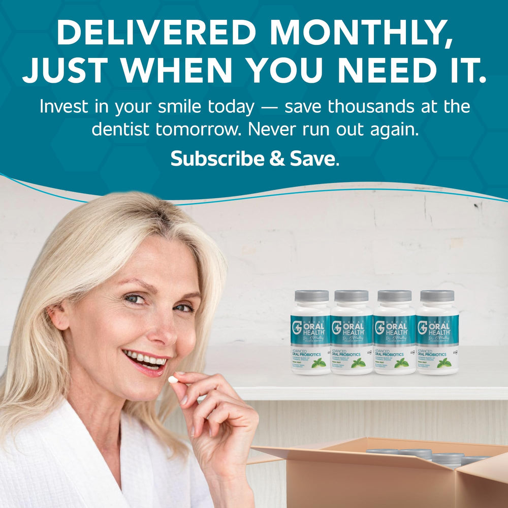 Great Oral Health healthy mouth concept illustrating balanced oral microbiome benefits.